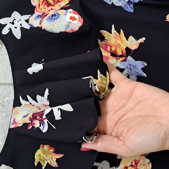 Express Black Floral Ruffled Tie Front Sleeveless Dress. Size 4 NWT - Picture 8 of 11